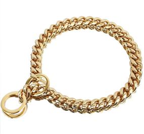 img 4 attached to 🐶 Premium Dog Chain Collar - Gold/Black, 12/15mm Width, 12-26" Long - Ideal for Training and Walking, with Sliding Tightening Function