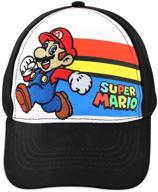 🧢 black nintendo super mario baseball cap for boys, age 4-7 logo