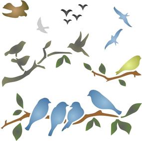 img 4 attached to 🌿 Bird Branch Silhouette Stencil for Painting - Birds on Branches Template, 4.5 x 4.5 inch (S)