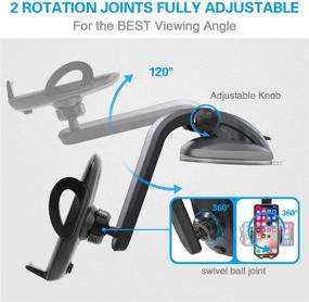 img 2 attached to 📱 Universal Phone Mount for Car Dashboard - Pop-tech Dash Suction Cup Cell Phone Holder with Adjustable Arm - Vehicle Windshield Bracketron with 360° Flexible Rotation - Truck Window Clamp for iPhone, Android, Phone GPS