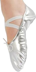 img 1 attached to Stylish Womens Leather Ballet Belly Slippers for Ballroom Dance with Split-Sole