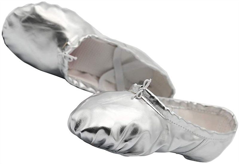 womens leather slippers ballroom split sole 로고