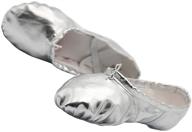 stylish womens leather ballet belly slippers for ballroom dance with split-sole logo