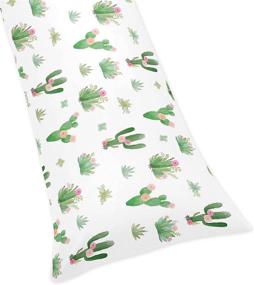 img 4 attached to 🌵 Stylish Sweet Jojo Designs Pink and Green Boho Watercolor Body Pillow Case Cover for Cactus Floral Collection (Pillow Not Included)