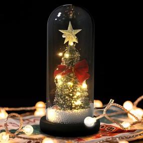 img 4 attached to Whimsical 9'' Tabletop Christmas Tree Gifts: Mini Trees in Glass Dome with Light and Snowflake - Perfect Decor Gift for Kids' Bedside, Xmas Gift for Family and Friends