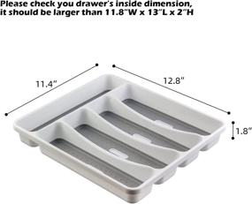 img 3 attached to LeMuna Plastic Cutlery Tray - Kitchen Drawer Organizer, 5 Compartment Flatware Storage Tray, Soft-Grip Lining and Non-Slip Rubber Feet