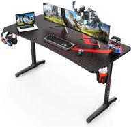 🎮 eureka ergonomic gaming desk 60 inches: large computer gaming desk for home office, pc gamer desk with mouse pad, headset hook, cup holder, cable management - black логотип