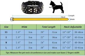 img 1 attached to 🐶 Adjustable Leather Bull Terrier Collar with Spiked Rivet Studded Metals Buckle, D-Ring - Ideal for Daily Activities - Avenpets 3 Rows