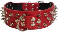 🐶 adjustable leather bull terrier collar with spiked rivet studded metals buckle, d-ring - ideal for daily activities - avenpets 3 rows logo