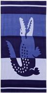 🏖️ lacoste duke blue stripe 100% cotton beach towel, 36" width x 72" length logo