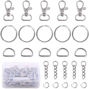 img 4 attached to 🔗 150Pcs Metal Lobster Claw Clasps Hook Kit with Key Chain Hooks, D Rings, Key Rings, Extender Chains, and Open Jump Rings - Ideal for Handbags, Dog Collars, and More!