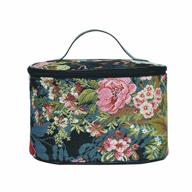 signare peony flower toiletry bag - black background design (toil-peo): stylish makeup organizer for women logo