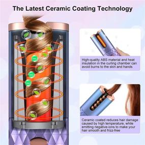 img 1 attached to Беспроводной автоматический плой с 6 температурами и таймерами: 5000 мАч перезаряжаемый керамический барабан волновой палочки стайлер, портативный вращающийся завивальный утюг с функцией автоматического выключения.