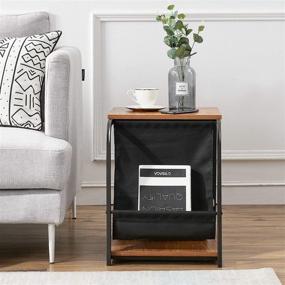 img 2 attached to VECELO Modern Nightstand Side End Table: Convenient Magazine Holder, Stackable, Easy Assembly, Brown Finish – Perfect for Office, Living Room, and Small Spaces