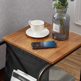 img 3 attached to VECELO Modern Nightstand Side End Table: Convenient Magazine Holder, Stackable, Easy Assembly, Brown Finish – Perfect for Office, Living Room, and Small Spaces