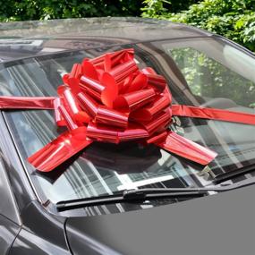 img 4 attached to 🎁 Eye-Catching WXJ13 16" Bright Red Car Bows with 6m Ribbon: Perfect for Christmas Presents, Large Gift Decoration, Prom, Surprise Party, and New Houses
