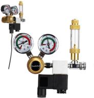 aquarium co2 regulator with 12v dc solenoid - large dual gauge display, bubble counter, check valve - fits standard us tanks - accurate and easily adjustable flow meter logo