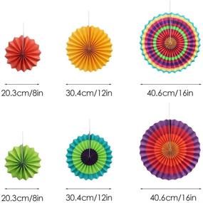 img 2 attached to 🎉 Hanging Paper Fans Decorations: Colorful Round Pattern Paper Garlands for Birthday, Wedding, Graduation Events - Set of 12