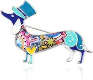 🐶 newei enamel alloy dachshund dog hat brooch pin - stylish animal jewelry for women & girls, ideal gift accessory for clothes logo