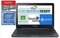 2020 samsung chromebook 11.6 inch laptop for business students – intel celeron, 4gb ram, 16gb emmc, 11 hrs battery life, wifi, hdmi, chrome os, allyflex 32gb micro sd card logo