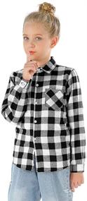 img 4 attached to Phorecys Buffalo Checkered Girls' Flannel Sleeve Clothing: Tops, Tees & Blouses