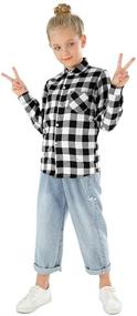 img 1 attached to Phorecys Buffalo Checkered Girls' Flannel Sleeve Clothing: Tops, Tees & Blouses