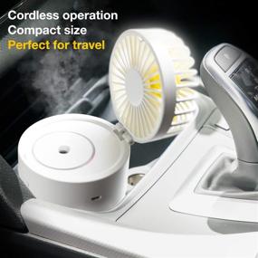 img 3 attached to 🌬️ Sciobella Mini Portable Cool Mist Humidifier with Fan for Bedroom Office Desk Travel Car Hotel 400ml 2 Mist Modes, 7 LED Night Light, 3 Fan Speed Settings, USB Rechargeable, Auto Shut-off