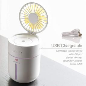 img 2 attached to 🌬️ Sciobella Mini Portable Cool Mist Humidifier with Fan for Bedroom Office Desk Travel Car Hotel 400ml 2 Mist Modes, 7 LED Night Light, 3 Fan Speed Settings, USB Rechargeable, Auto Shut-off