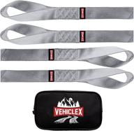vehiclex soft loop motorcycle tie down straps - silver - 10000 lb load capacity - 4 🏍️ pack with storage bag – secure trailering of bikes, atv, utv, lawn equipment - 1.5 x 18 inches logo