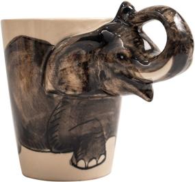 img 3 attached to 🐘 Cute Chubby Elephant Shaped Ceramic Mug Holder - Lucky Feng Shui Tea Cup for Women, Perfect Coffee Gift. Funny Animal Cups for Travel, Recycling, Personalized Use. Beautiful Kitchen Teapot, Black Color!