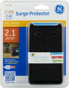 img 1 attached to 🔌 Розетка GE с 2 розетками и защитой от перенапряжения с двумя USB-портами, 450 Дж и моделью 14504