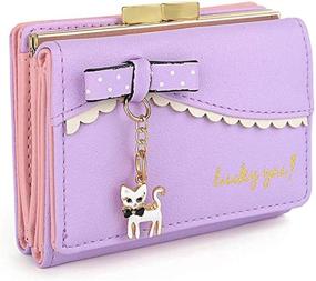 img 4 attached to 🐱 Cute Cat Bowknot Small Wallet Coins Purse Card Holder for Women by edfamily: Stylish and Functional!