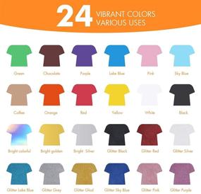 img 3 attached to 👕 Secmote Heat Transfer Vinyl - 24 Pack Iron on Vinyl for T-Shirts: 12 Solid Colors + 12 Glitter HTV Vinyls, Cricut & Silhouette Ready, Easy to Cut & Weed (12"x10")