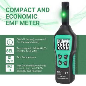 img 2 attached to 🔍 EMF Meter - Hand-held LCD Detector for Home, Office, and Ghost Hunting | 5HZ—3500MHz, Sound-Light Alarm, Electromagnetic Field Tester with Temperature Sensor