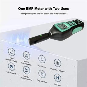 img 1 attached to 🔍 EMF Meter - Hand-held LCD Detector for Home, Office, and Ghost Hunting | 5HZ—3500MHz, Sound-Light Alarm, Electromagnetic Field Tester with Temperature Sensor