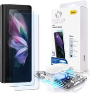 📱 [2 шт] защитное стекло whitestone dome glass для samsung galaxy z fold 3, полное закаленное стекло с технологией жидкостного распределения [комплект для установки] защита экрана смартфона - двойной пакет логотип