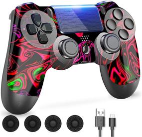 img 4 attached to 🎮 CFORWARD Wireless Controller for PS-4: Touch Panel Gamepad with Double Vibration, Light Bar, and Audio Function - Gaming Joy Stick Compatible with PS-4/Slim/Pro Console