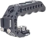 📷 universal mini stinger handle grip with 3/8” arri locating pins & cold shoe adapter for camera cage - pa28m-bk logo