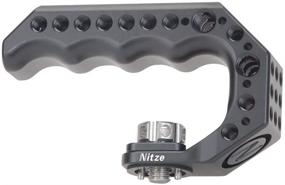 img 2 attached to 📷 Universal Mini Stinger Handle Grip with 3/8” ARRI Locating Pins & Cold Shoe Adapter for Camera Cage - PA28M-BK