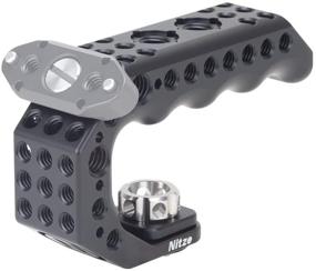 img 3 attached to 📷 Universal Mini Stinger Handle Grip with 3/8” ARRI Locating Pins & Cold Shoe Adapter for Camera Cage - PA28M-BK