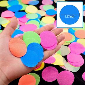 img 2 attached to 🎉 10,000 Pieces UV Neon Round Confetti Set – 5 Colors Fluorescent Tissue Dot Blacklight Glow Party Supplies for Neon Parties, Birthdays, Weddings
