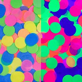 img 4 attached to 🎉 10,000 Pieces UV Neon Round Confetti Set – 5 Colors Fluorescent Tissue Dot Blacklight Glow Party Supplies for Neon Parties, Birthdays, Weddings