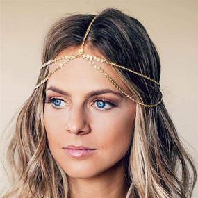 img 4 attached to Stunning Bohemian Gold Head Chain: 🌟 Festival Hair Jewelry for Women and Girls