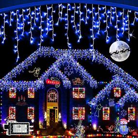 img 4 attached to 🎄 Enhance Your Outdoor Christmas Décor with 66ft Blue LED Curtain Fairy Lights – Waterproof, Timer, Memory Function – Ideal for Holiday, Wedding, and Party Decorations