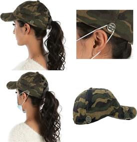 img 1 attached to 🧢 Funky Junque Women's Criss Cross Hat with Side Buttons - Ponytail Messy Bun Baseball Cap