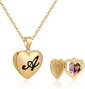 img 4 attached to 💖 IEFWELL Personalized Heart Locket Necklace for Women - 14K Gold Plated Photo Holder Necklace with Initial 'A' Pendant - Ideal Toddler Necklace for Girls