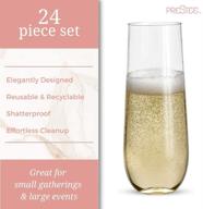 🥂 24 stemless plastic champagne flutes - 9 oz plastic champagne glasses - mimosa glasses - unbreakable, shatterproof, disposable, reusable - ideal for parties or weddings logo