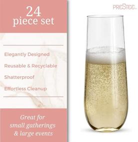 img 4 attached to 🥂 24 Stemless Plastic Champagne Flutes - 9 Oz Plastic Champagne Glasses - Mimosa Glasses - Unbreakable, Shatterproof, Disposable, Reusable - Ideal for Parties or Weddings