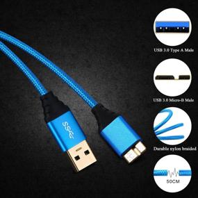 img 1 attached to 🔵 Besgoods Short USB 3.0 Micro Cable (1.5ft) - 3 Pack, Braided A Male to Micro B Charger Cable for Samsung Galaxy S5, Note 3, Tab Pro 12.2, Hard Drive & More - Blue
