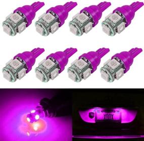 img 4 attached to 🚗 SAWE - 168 194 2825 T10 W5W 5050 5-SMD LED License Plate Dome Map Lights Bulbs (8 pieces) in Pink/Purple: Enhance your Vehicle's Lighting with High-Quality LEDs